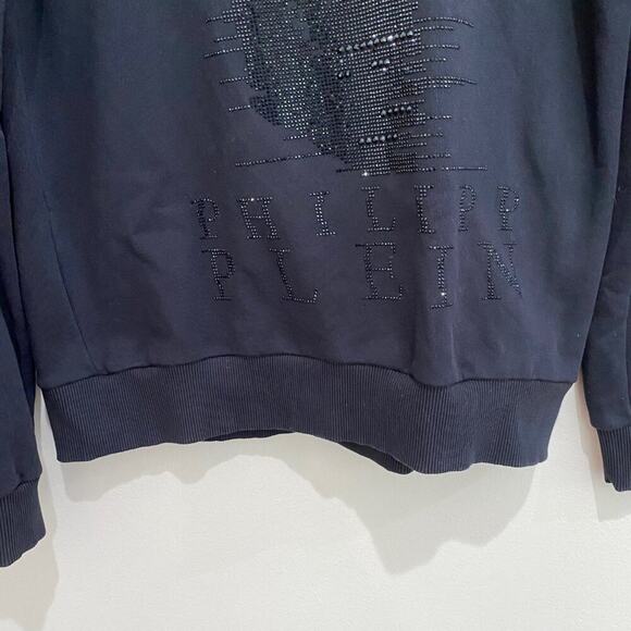 Philipp Plein Crystal Rhinestone Half Skull Sweatshirt *Black* Sz XL - Picture 8 of 15